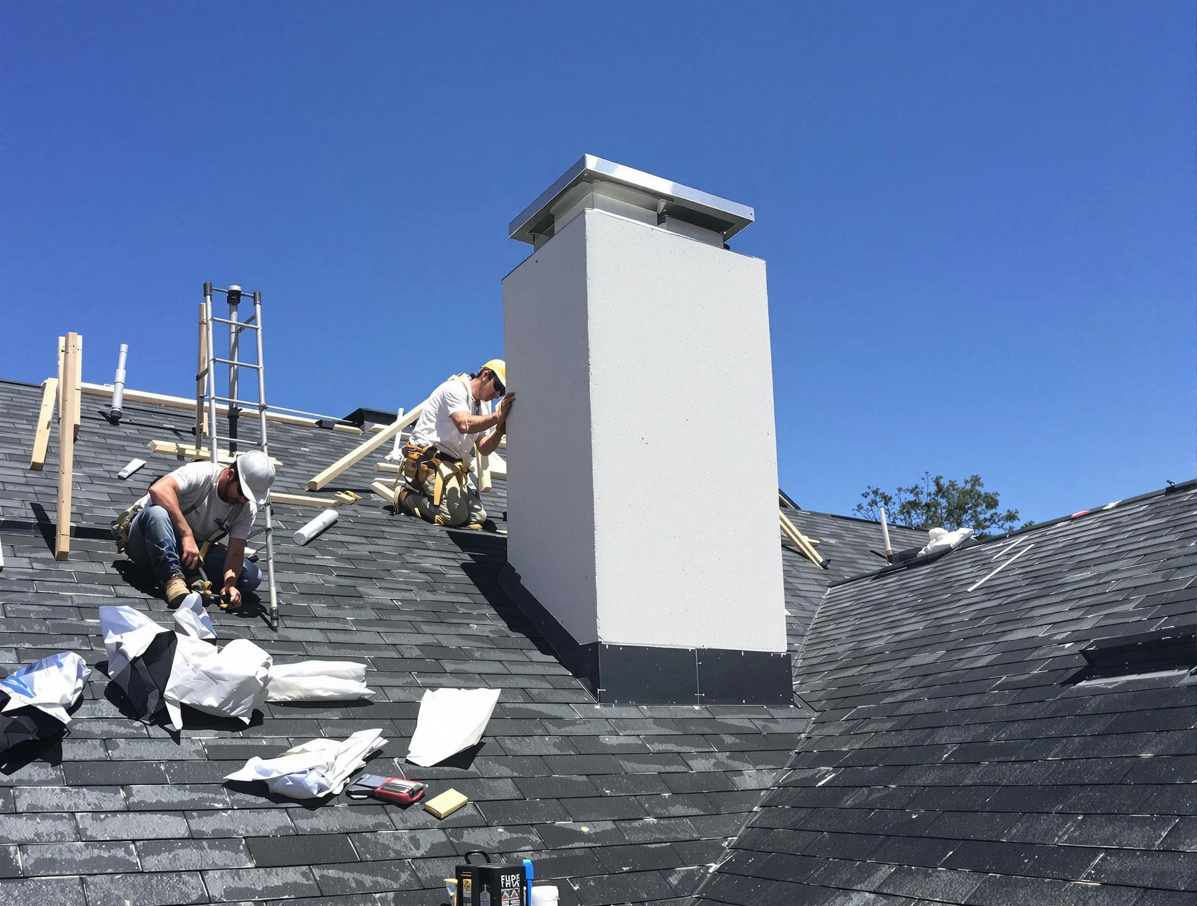 Economy Chimney Sweep crew installing a new chimney in Economy, PA
