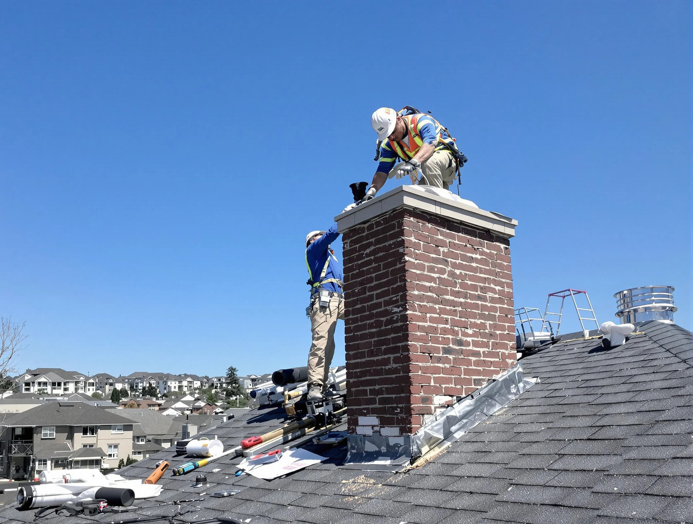 Economy Chimney Sweep repairing a chimney crown in Economy, PA