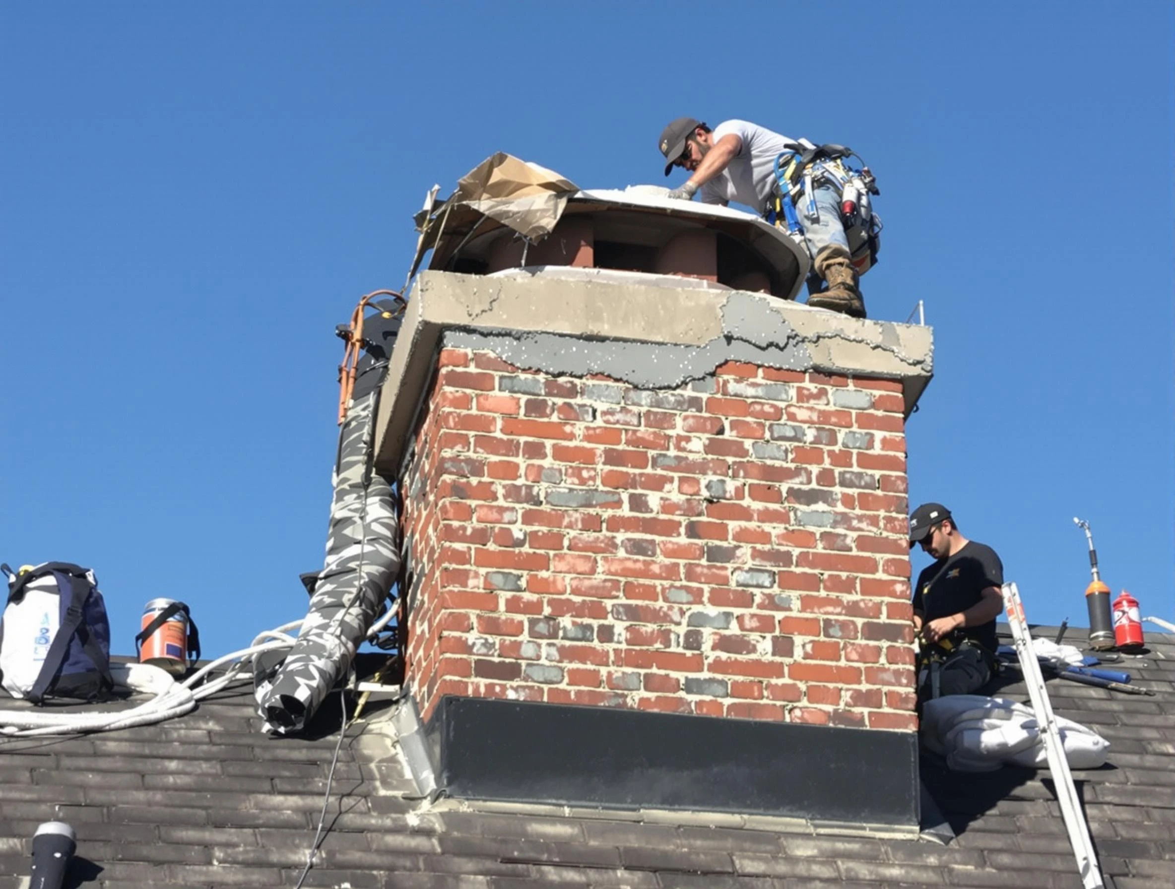 Economy Chimney Sweep installing a custom chimney crown in Economy, PA