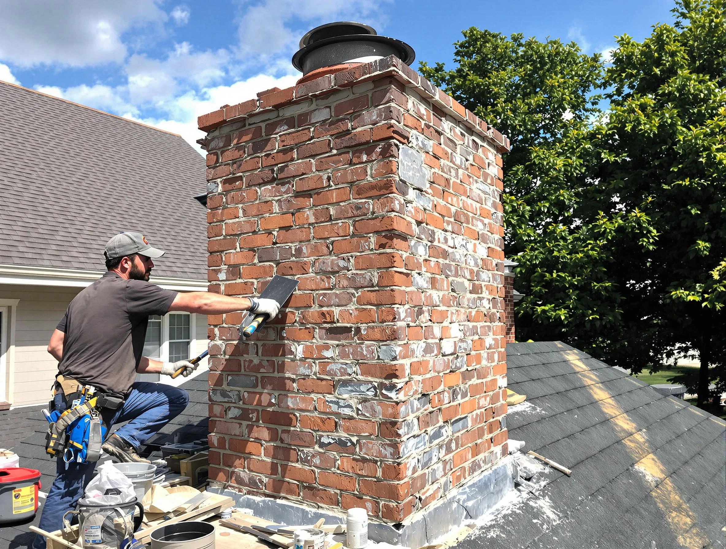 Completed chimney rebuild by Economy Chimney Sweep in Economy, PA