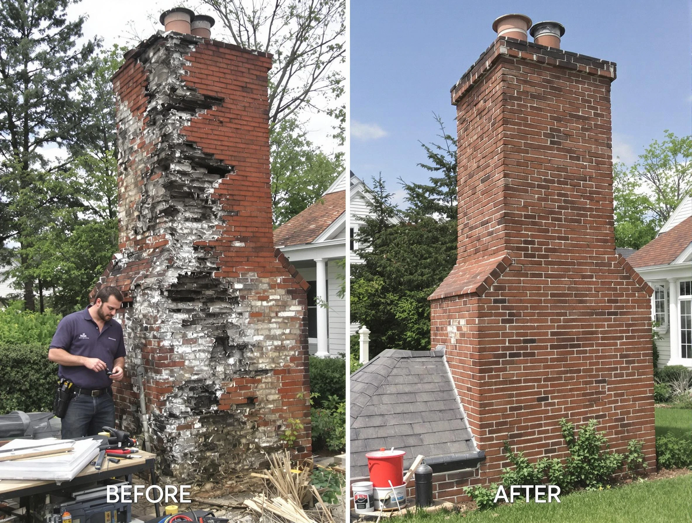 Economy Chimney Sweep performing a full chimney restoration in Economy, PA