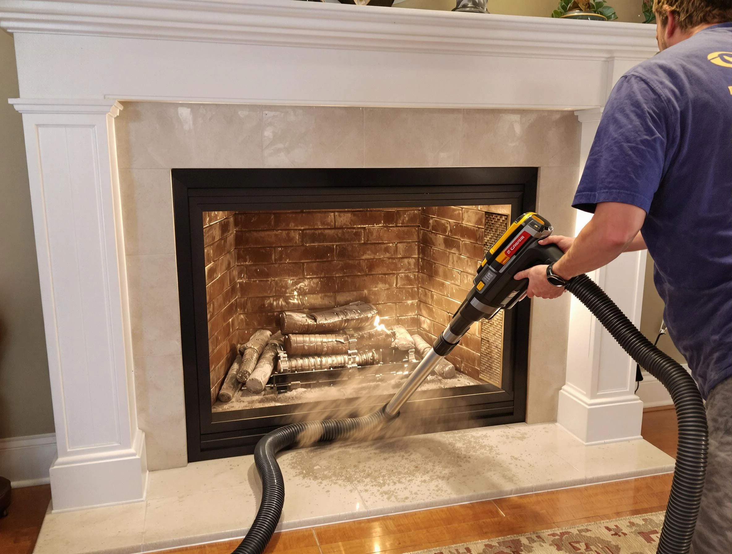 Fireplace cleaning performed by Economy Chimney Sweep in Economy, PA