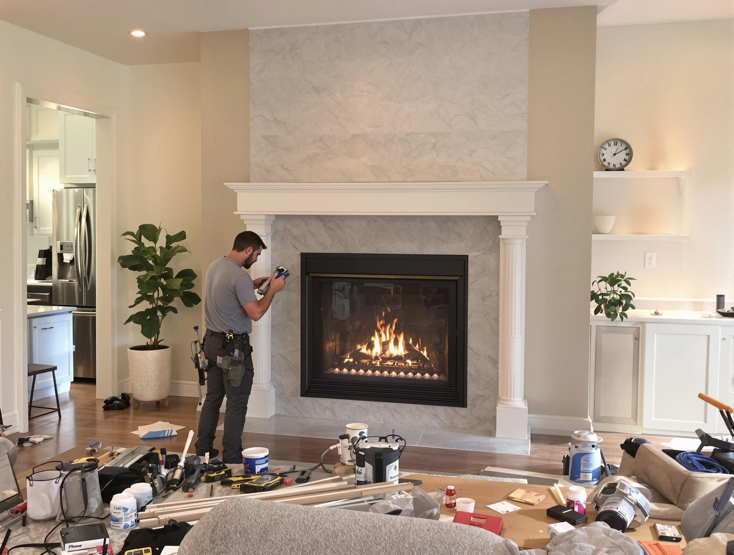 Newly installed fireplace by Economy Chimney Sweep in Economy, PA