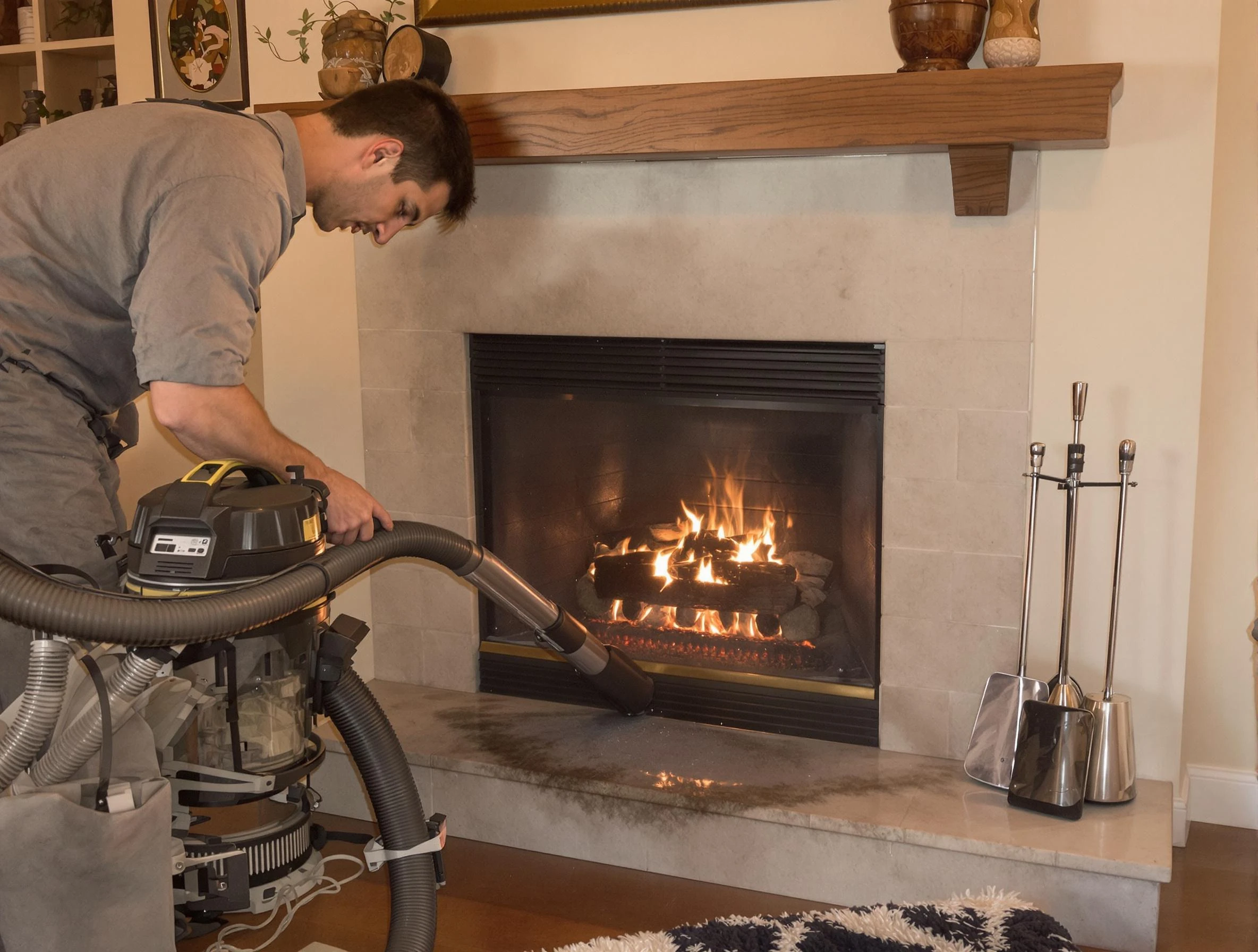 Routine fireplace upkeep by Economy Chimney Sweep in Economy, PA