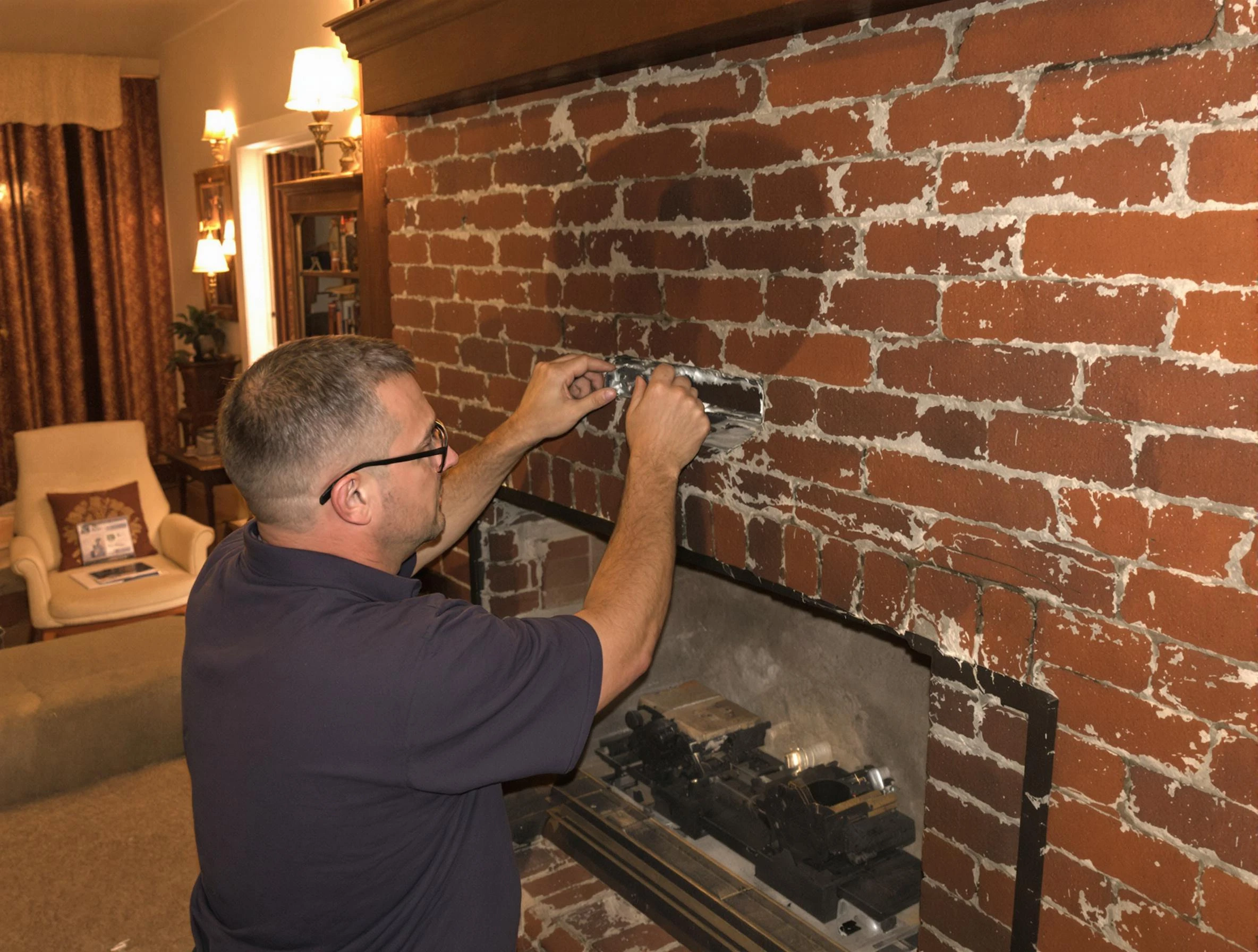 Economy Chimney Sweep expert fixing a fireplace in Economy, PA