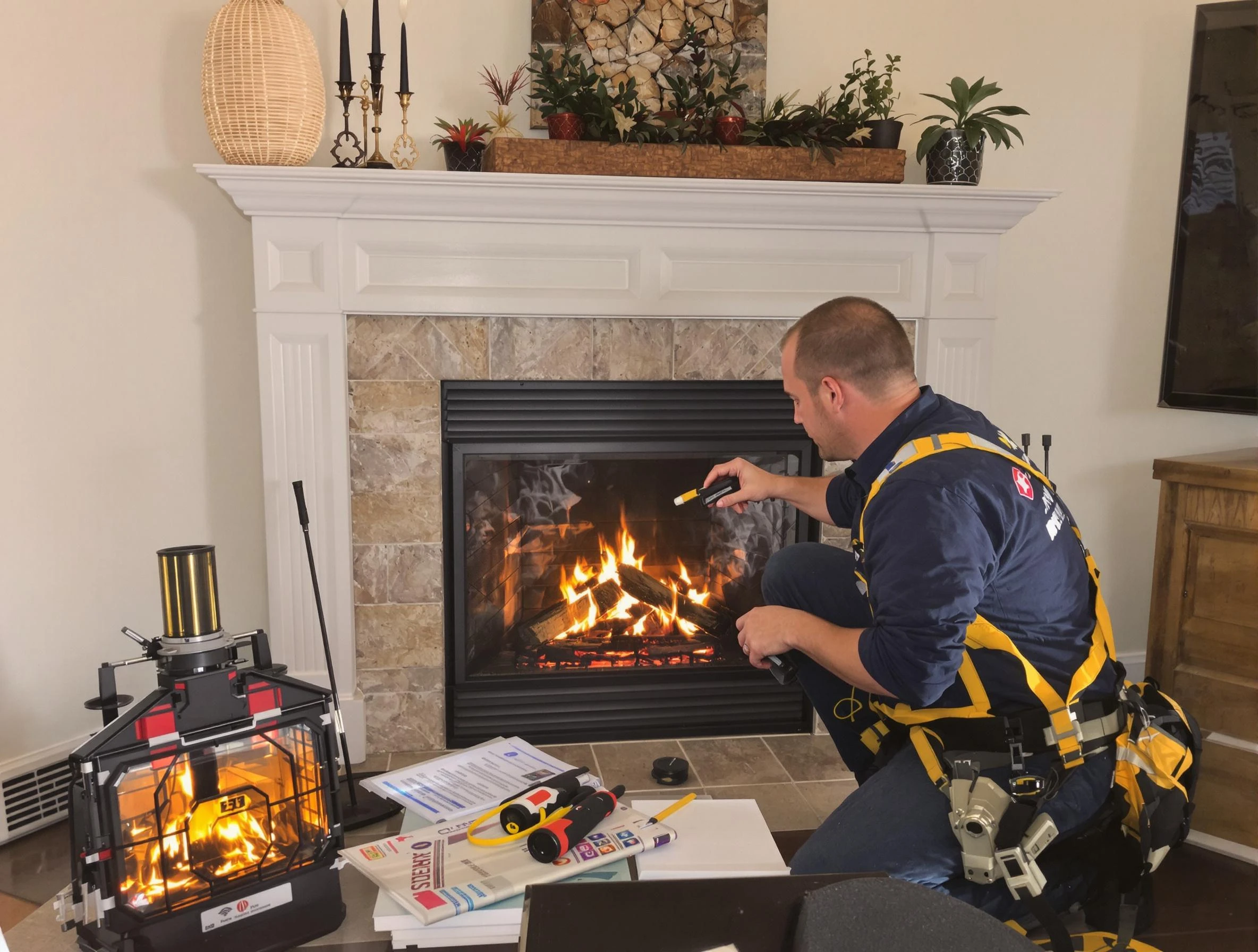 Safety-focused fireplace inspection by Economy Chimney Sweep in Economy, PA